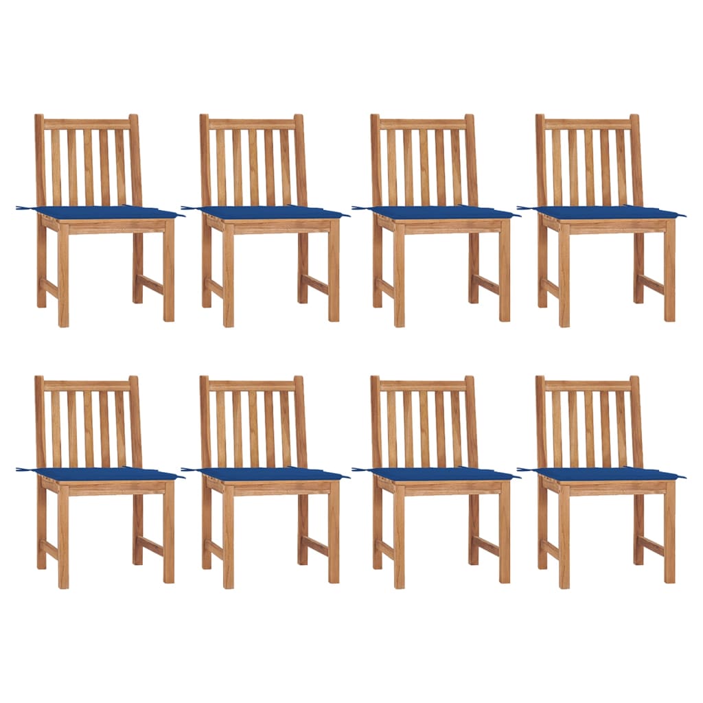 Cadeiras de jardim 8 pcs c/ almofadões madeira de teca maciça