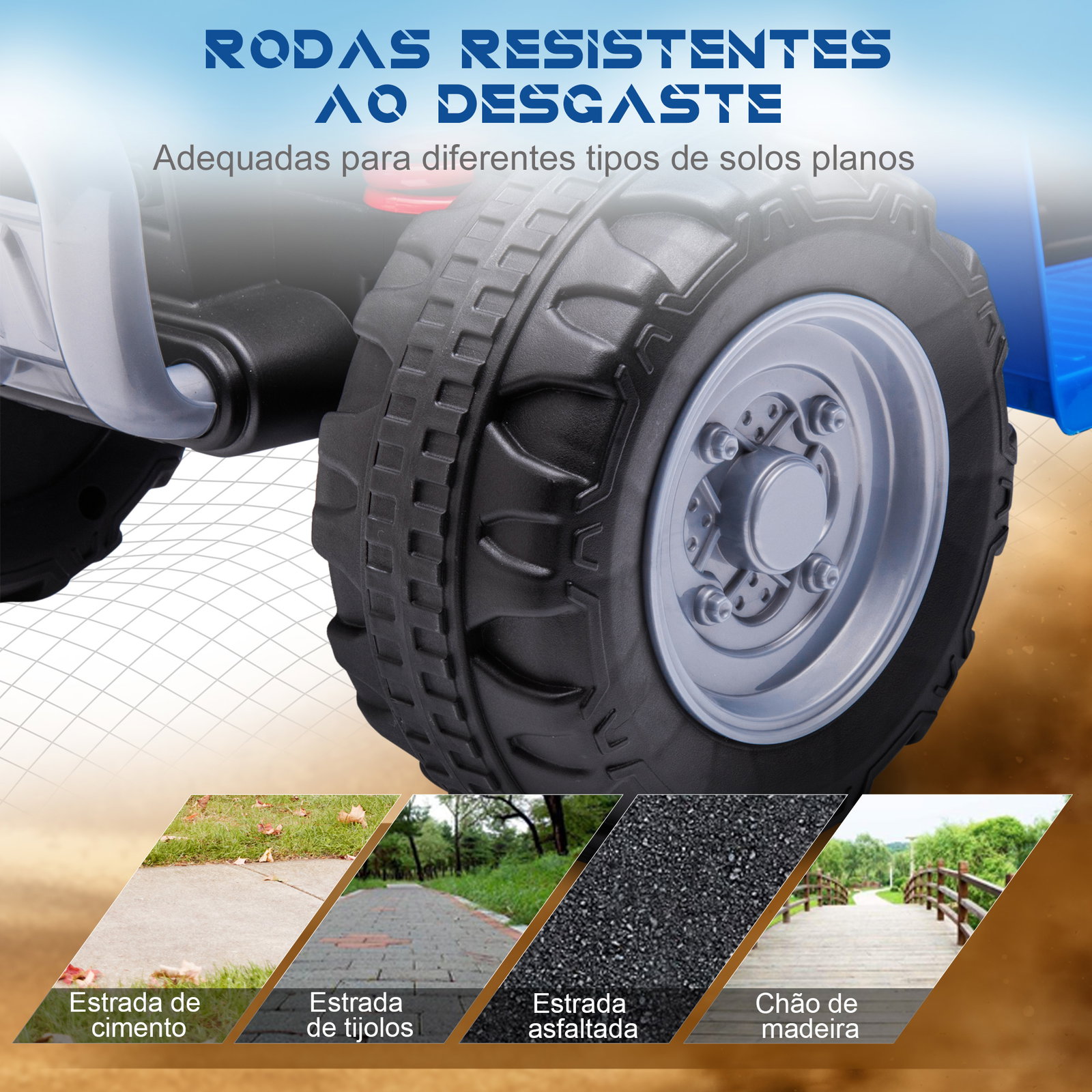 Quadriciclo elétrico honda para crianças de 18-36 meses quadriciclo elétrico infantil a bateria 6v com faróis LED buzina velocidade de 2,8km/h e avance 65,5x35,5x43,5cm azul
