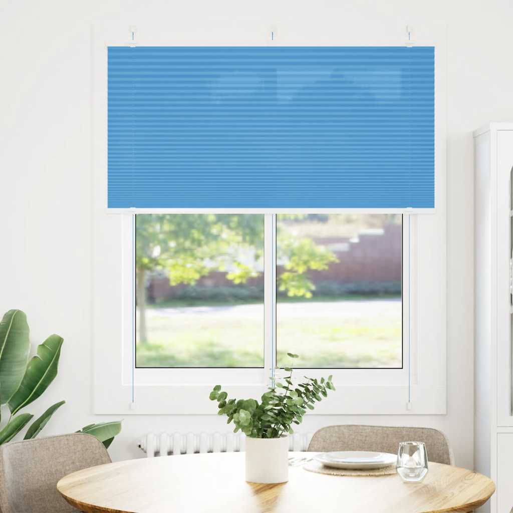 Plissado cego azul 115x150 cm largura tecido 114,4 cm poliéster