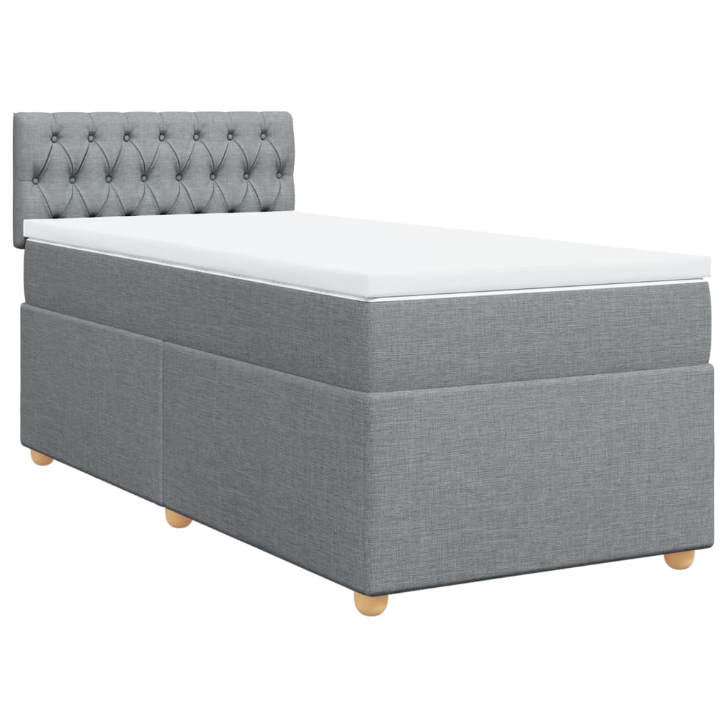 Cama com molas/colchão 90x200 cm tecido cinza-claro