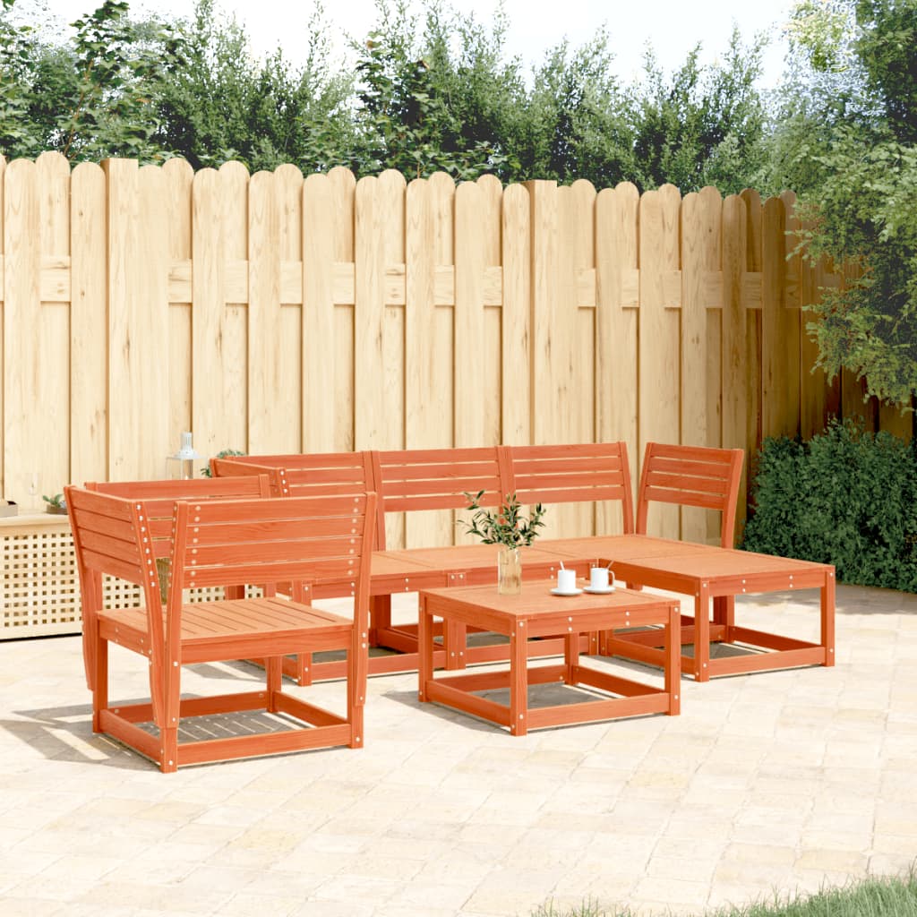 5 Pcs conjunto lounge de jardim pinho maciço castanho-mel
