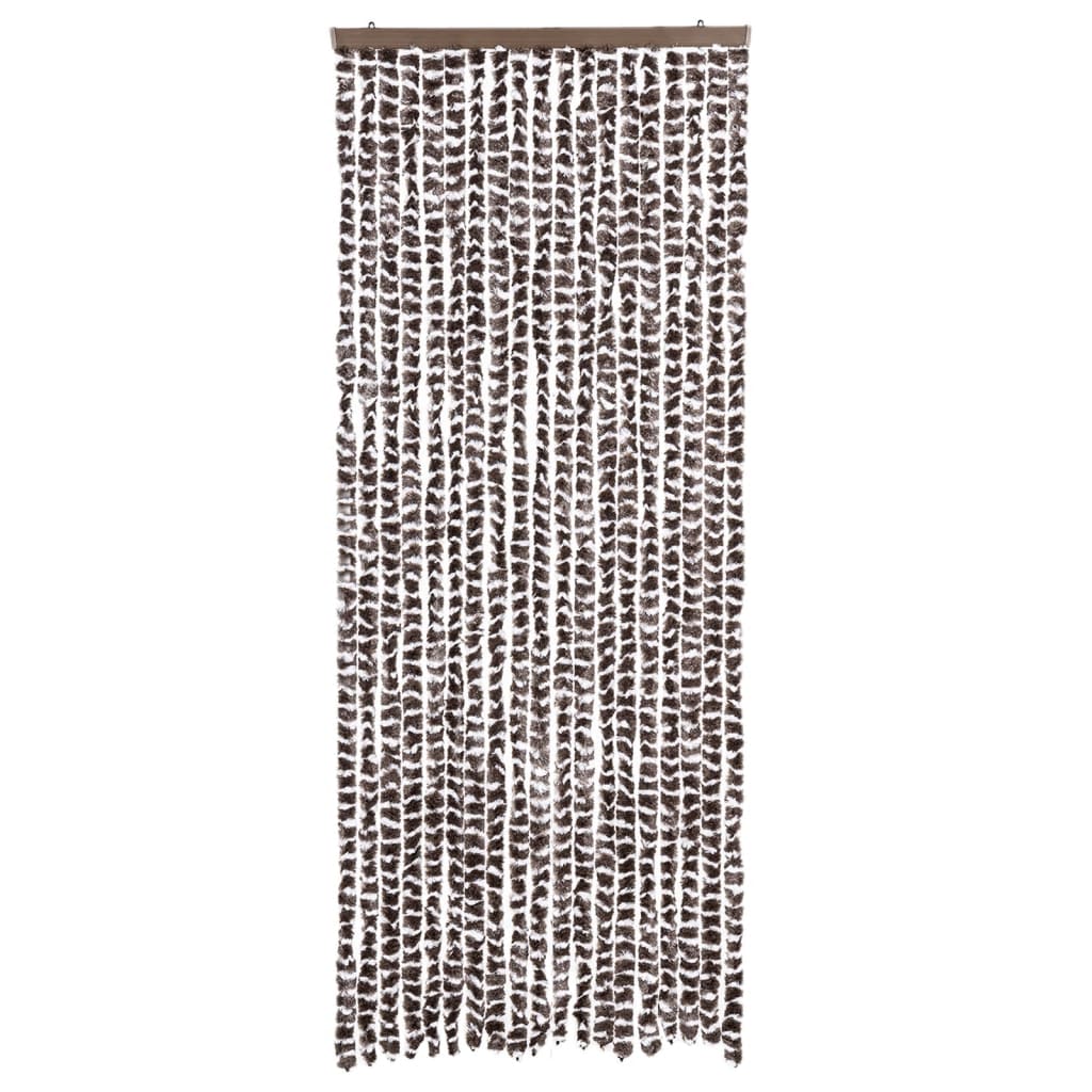 Cortina anti-insetos 56x200 cm chenille castanho e branco