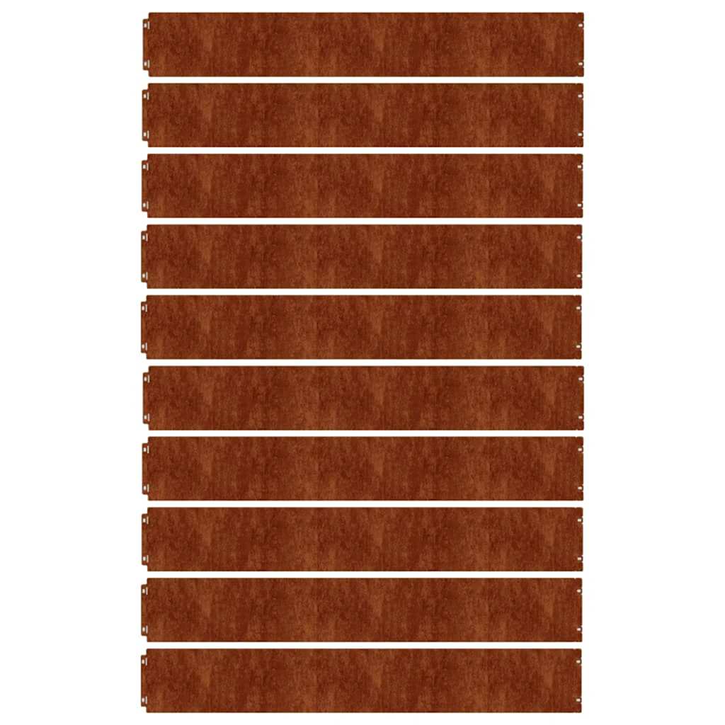 Bordas de relvado 10 pcs 15x103 cm aço corten flexível