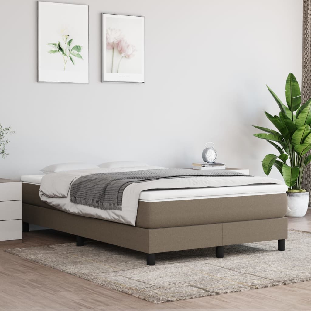 Estrutura de cama com molas sem colchão 120x200 cm tecido cinza-acastanhado