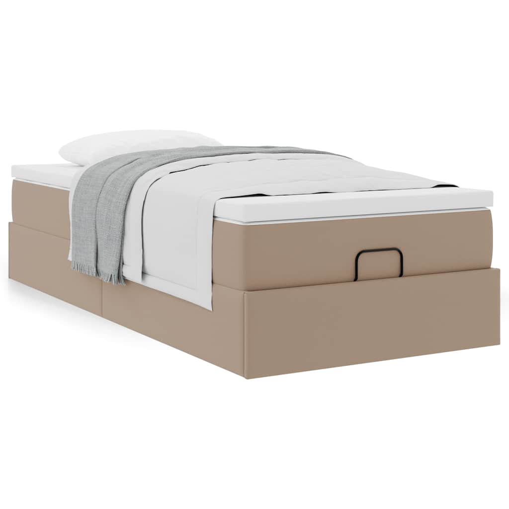 Moldura de cama otomano com colchão cappucino couro falso