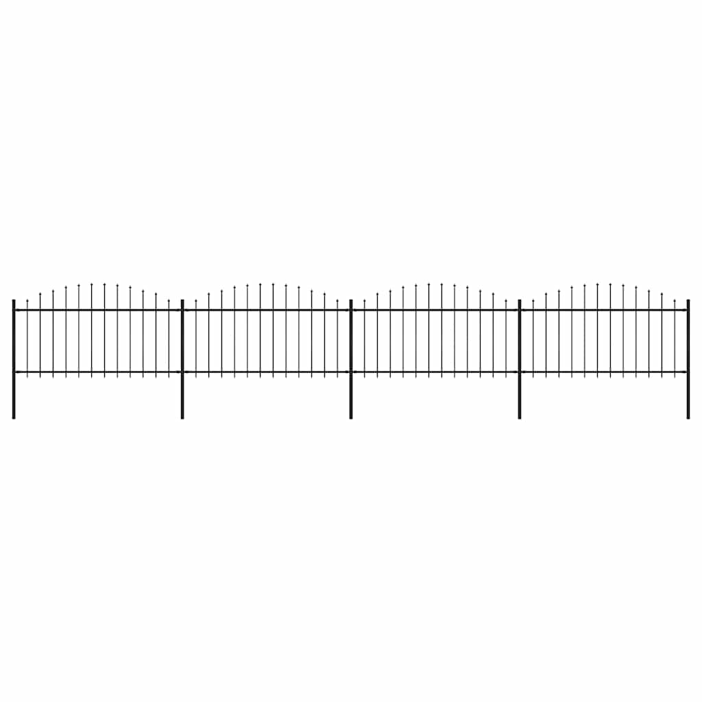 Cerca de jardim com topo em forma de lança em aço 671x150 cm, preta