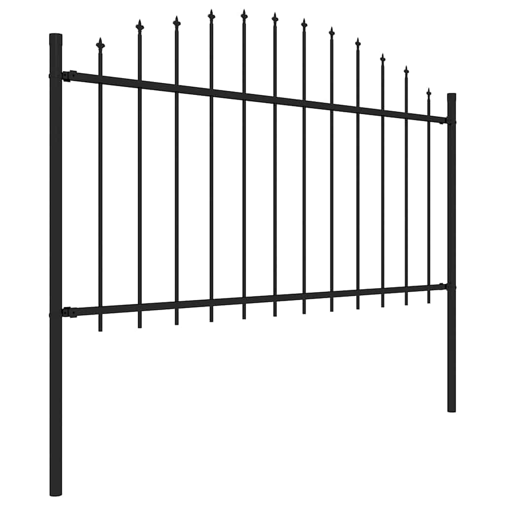Cerca de jardim com topo em forma de lança em aço 671x150 cm, preta