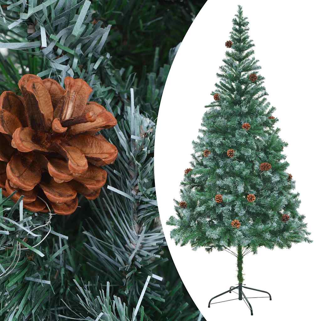 Árvore natal artificial pré-iluminada c/ bolas e pinhas 210 cm