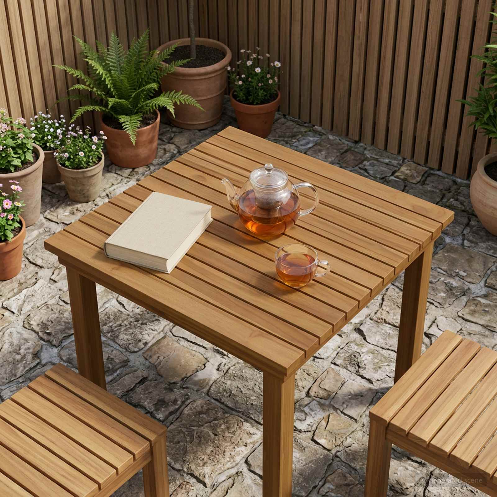 Tampo de mesa 60 x 60 x 3,5 cm quadrado madeira de teca sólida