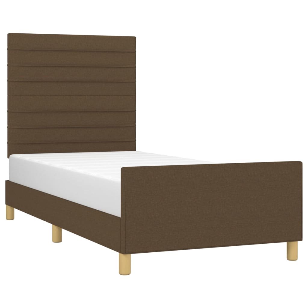 Estrutura de cama sem colchão 80x200 cm tecido castanho-escuro