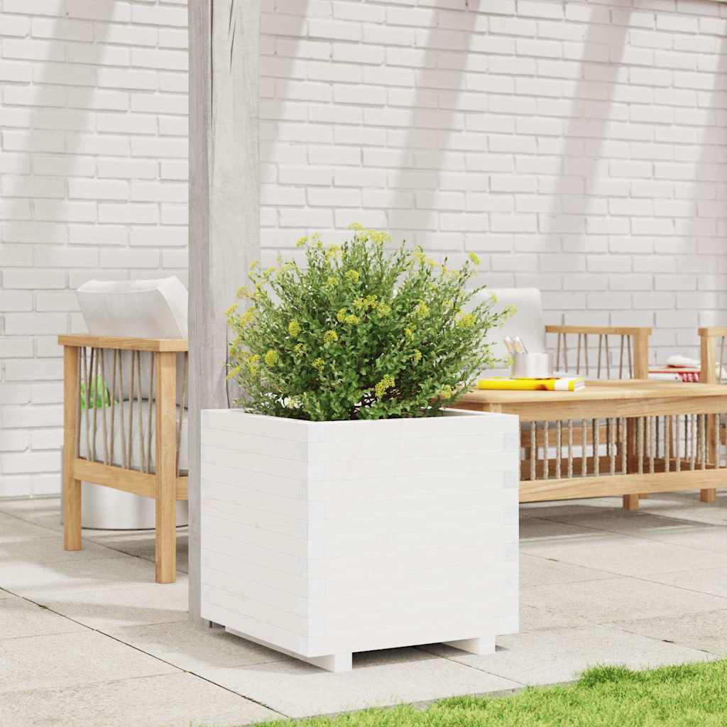 Vaso/floreira de jardim 50x50x49,5 cm pinho maciço branco