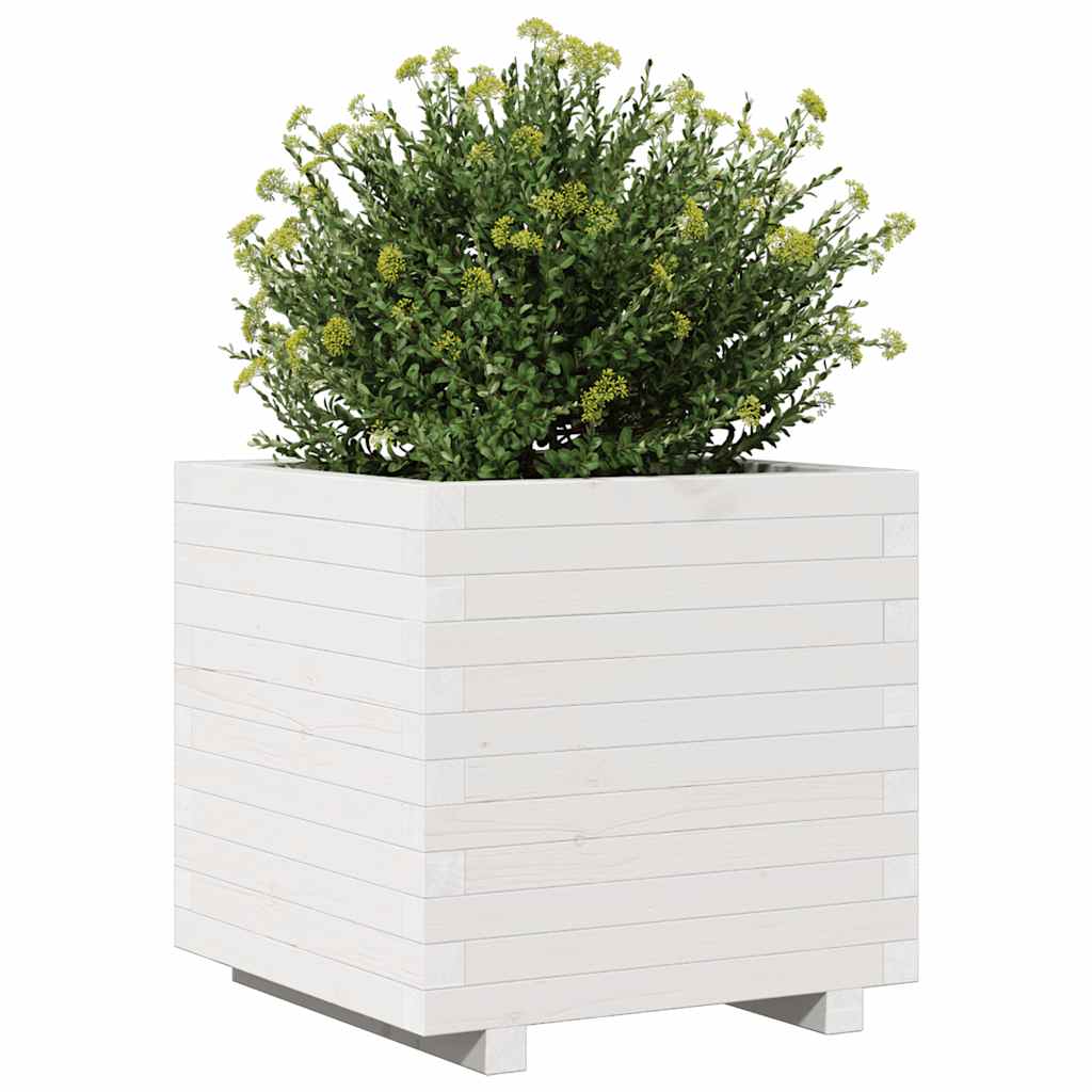 Vaso/floreira de jardim 50x50x49,5 cm pinho maciço branco