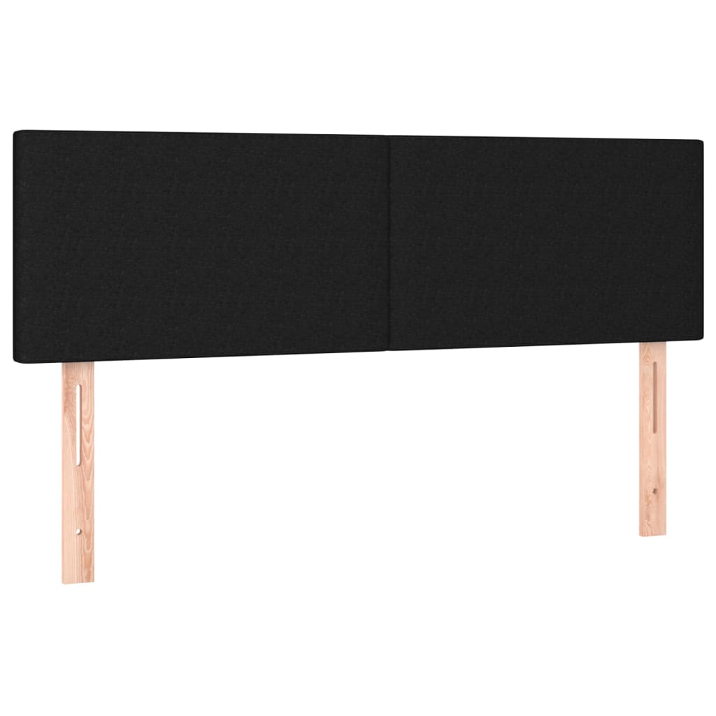 Cabeceira de cama c/ luzes LED tecido 144x5x78/88 cm preto