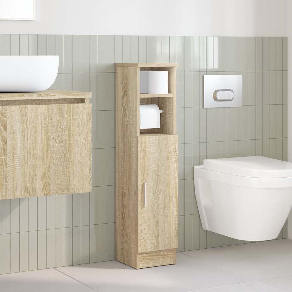 Móvel p/ casa de banho c/ suporte rolos 20,5x22x90cm cor sonoma