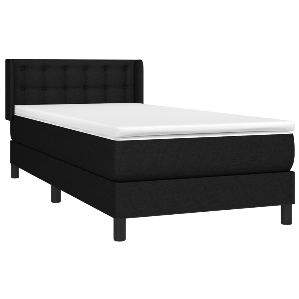 Cama com molas/colchão 80x200 cm tecido preto
