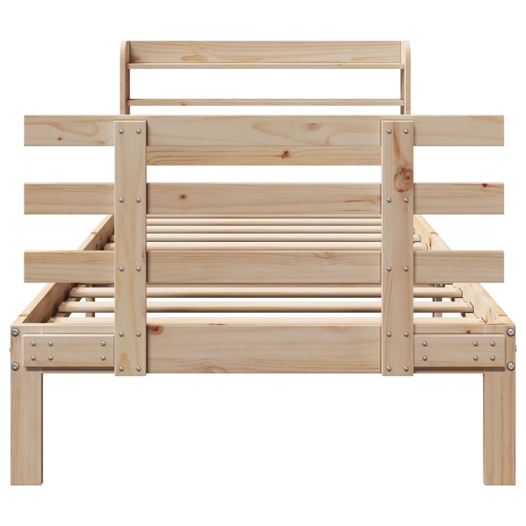 Estrutura de cama com cabeceira 100x200cm pinho maciço
