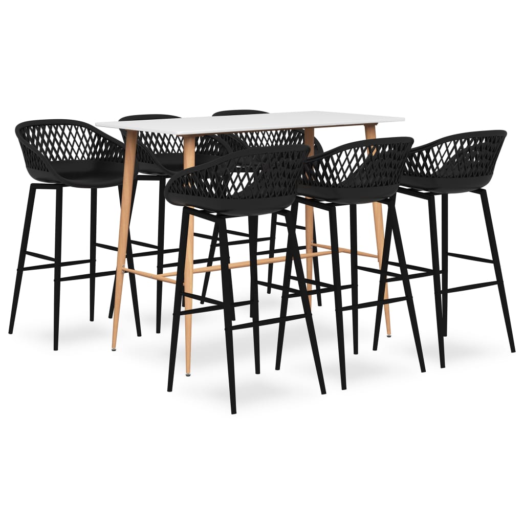 7 Pcs conjunto de bar branco e preto