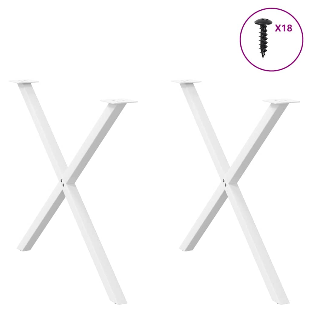 Pés para mesa de jantar em formato de x, 2 peças, branco, 90x (72-73) cm, aço