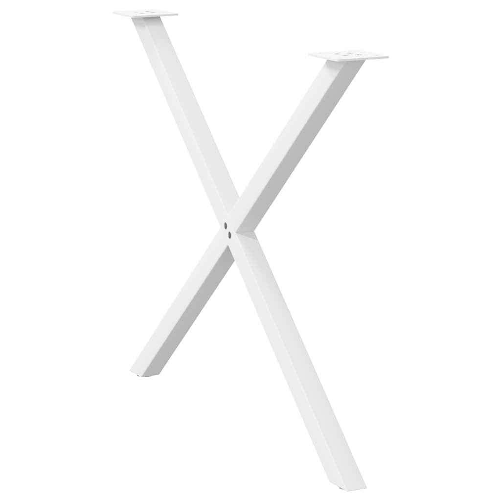 Pés para mesa de jantar em formato de x, 2 peças, branco, 90x (72-73) cm, aço