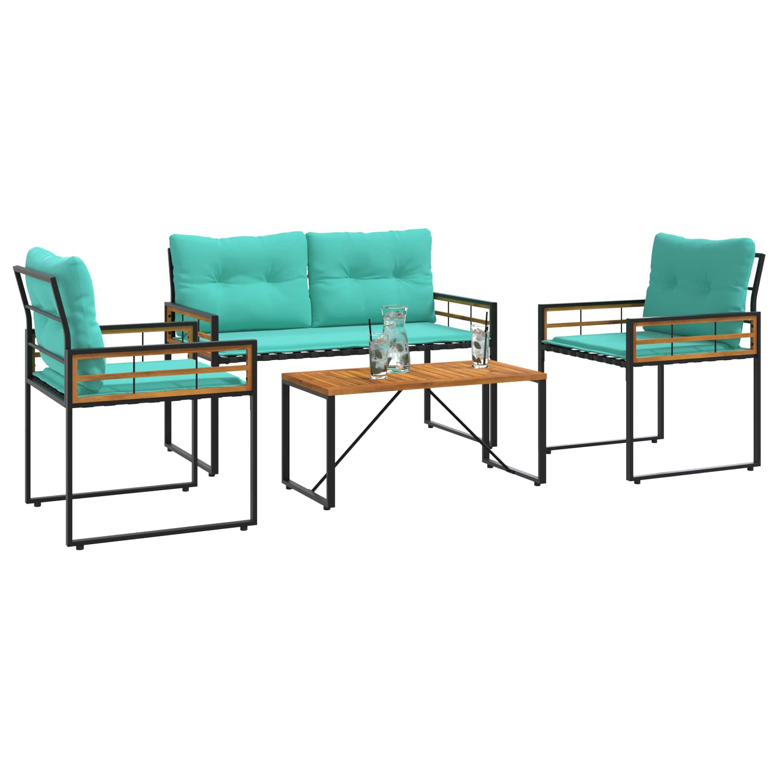 Conjunto de móveis para exterior 4 unid. turquesa