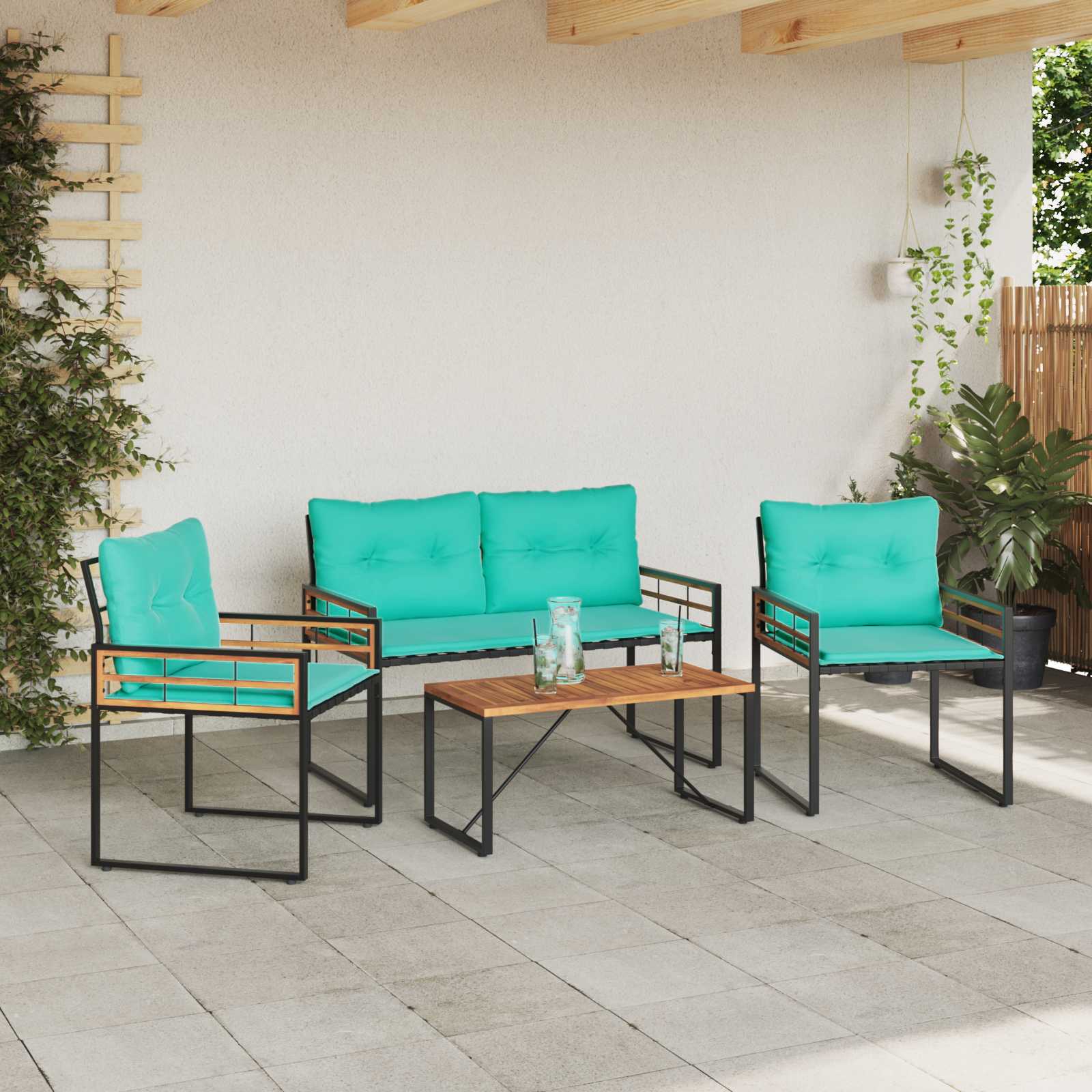 Conjunto de móveis para exterior 4 unid. turquesa