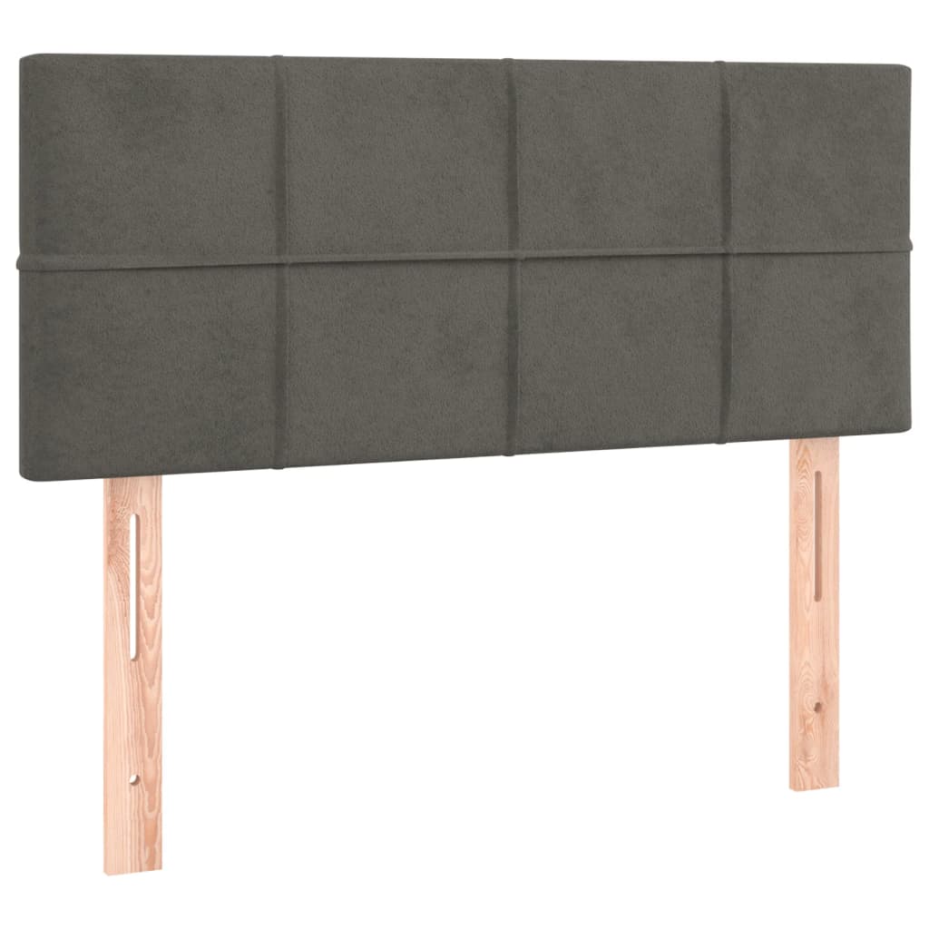 Cabeceira de cama c/luzes LED veludo 100x5x78/88cm cinza-escuro