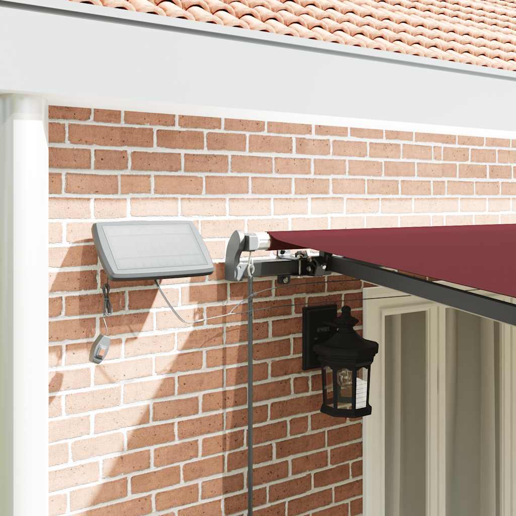 Toldo retrátil manual com luzes LED 600x300 cm bordô