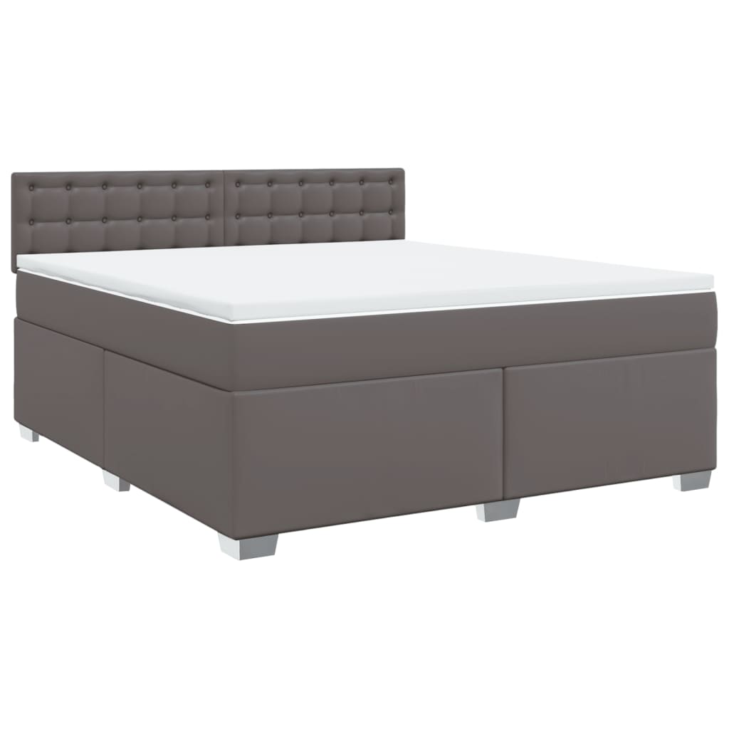 Cama com molas/colchão 180x200 cm couro artificial cinza