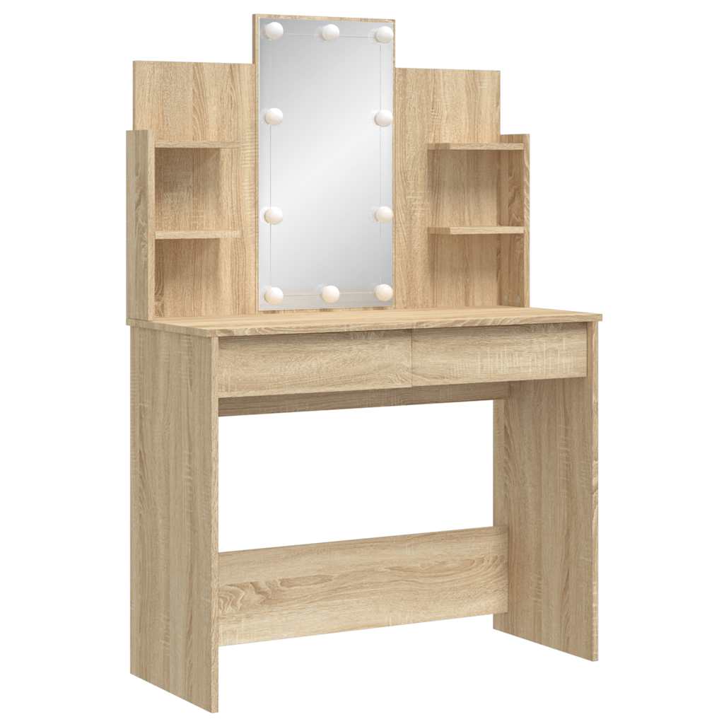 Toucador com luzes LED 96x40x142 cm carvalho sonoma