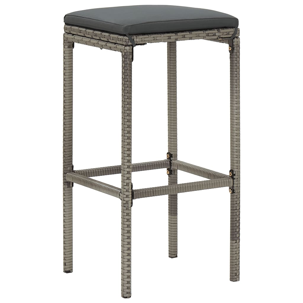 5 Pcs conjunto de bar p/ jardim acácia maciça/vime PE cinzento