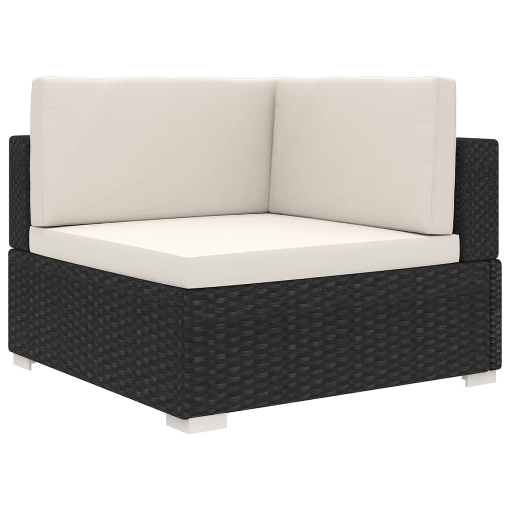 Cadeira de canto seccional c/ almofadões 1 PC vime PE preto