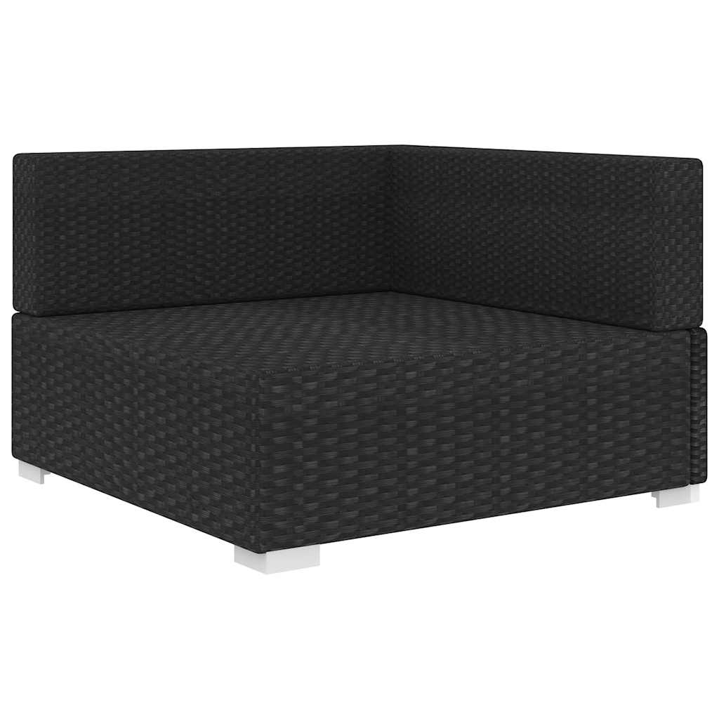 Cadeira de canto seccional c/ almofadões 1 PC vime PE preto