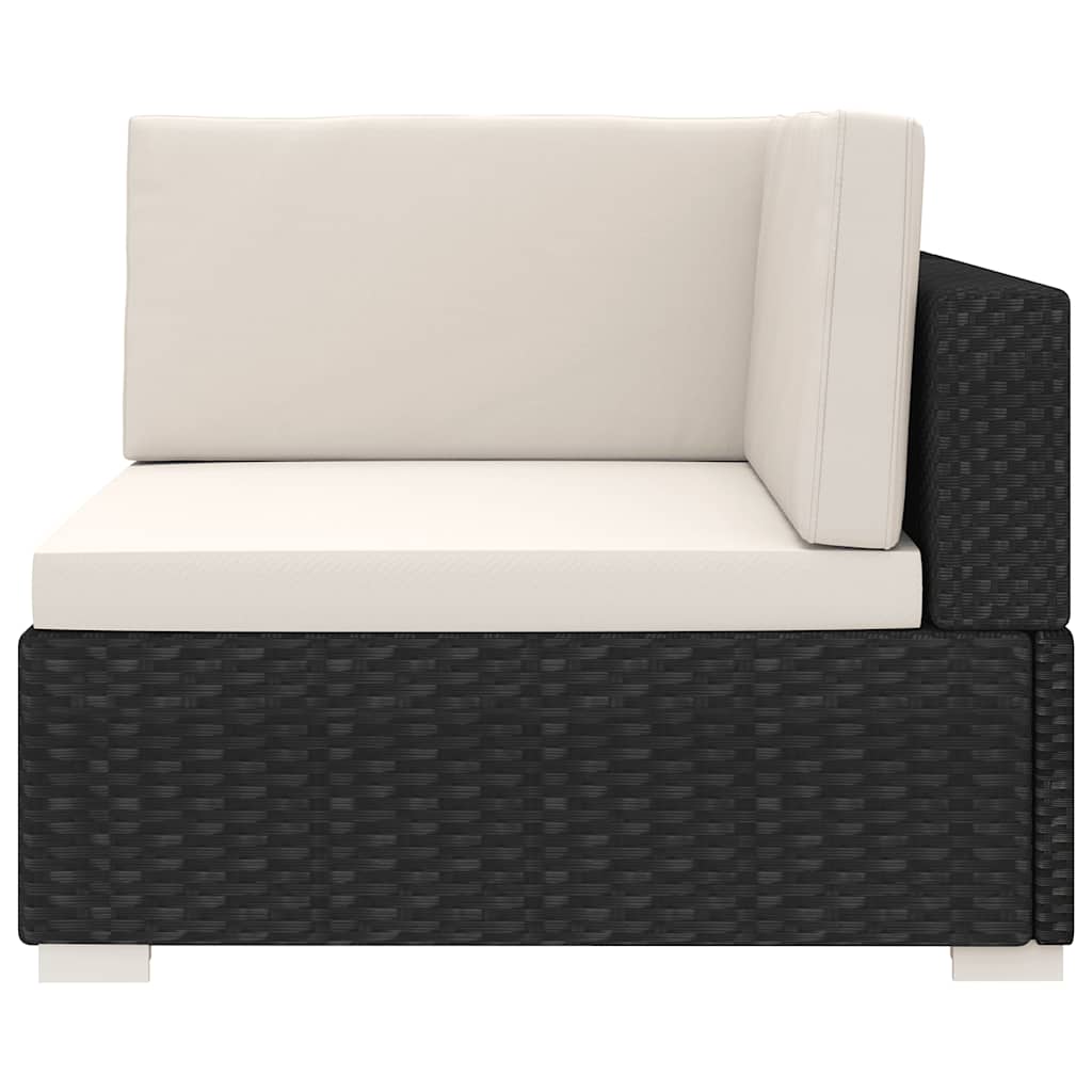 Cadeira de canto seccional c/ almofadões 1 PC vime PE preto