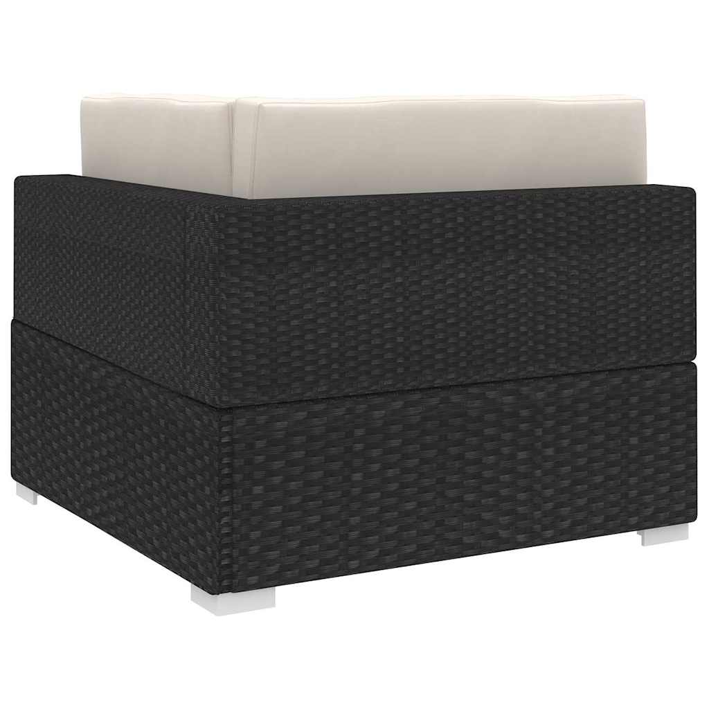 Cadeira de canto seccional c/ almofadões 1 PC vime PE preto