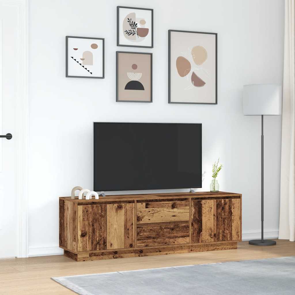 Móvel de TV com luzes LED 160,5x41x50 cm madeira velha