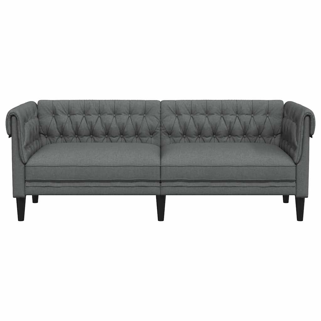 Sofá chesterfield 3 lugares tecido cinzento-escuro