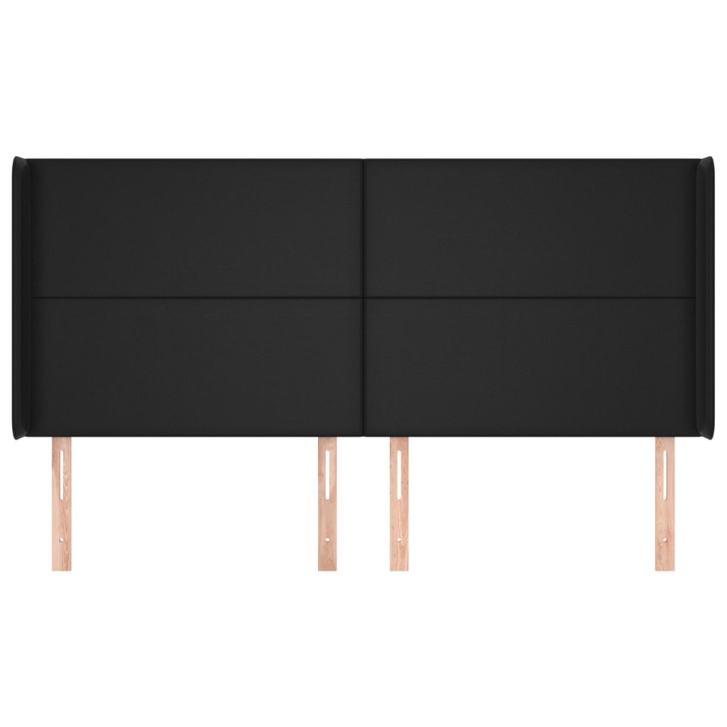 Cabeceira de cama c/ abas couro artif. 183x16x118/128 cm preto