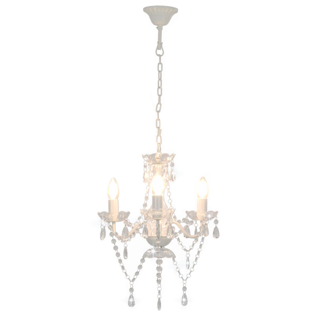 Lustre com contas redondo 3 x e14 branco