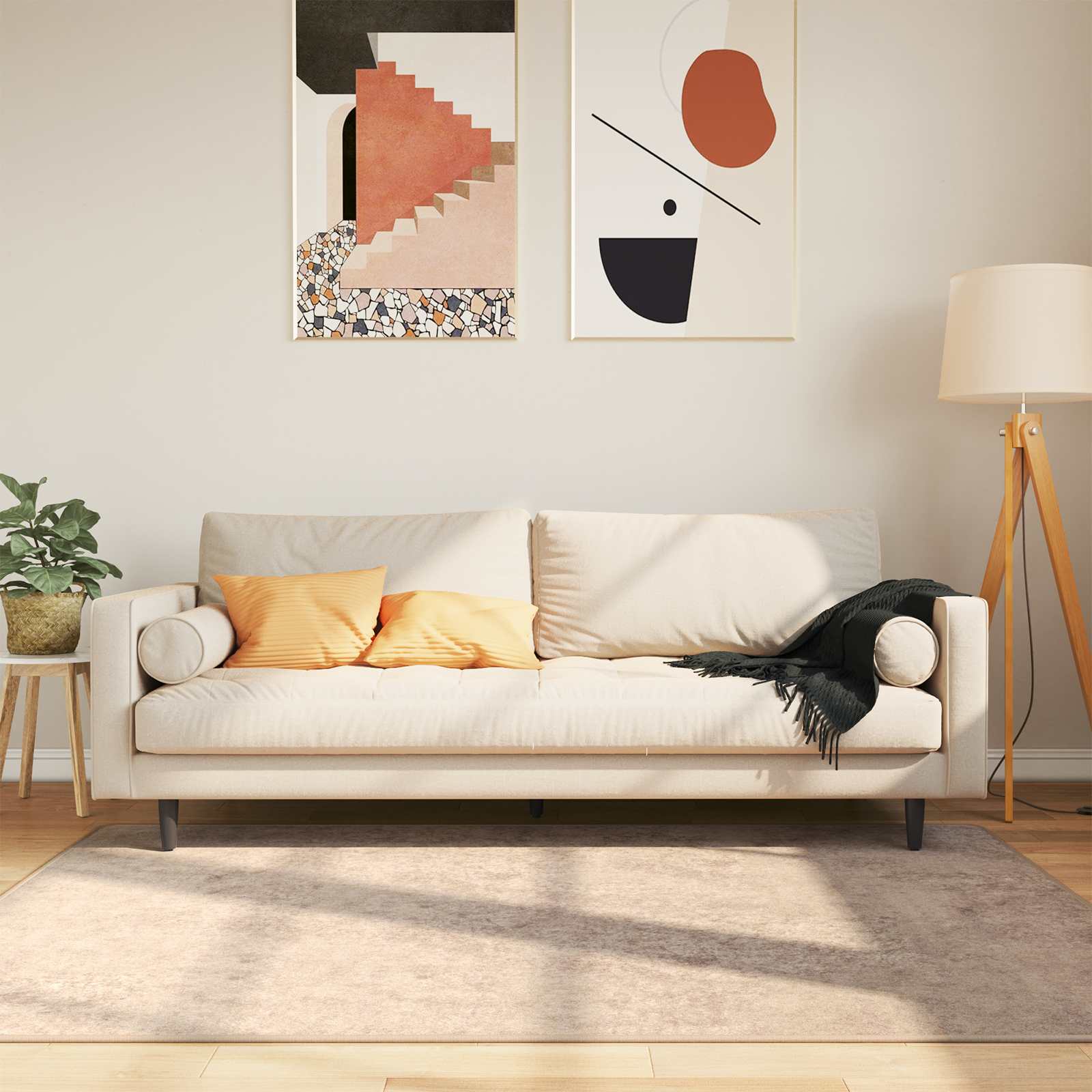 Passadeira marsa bege 120 x 170 cm poliéster e PVC