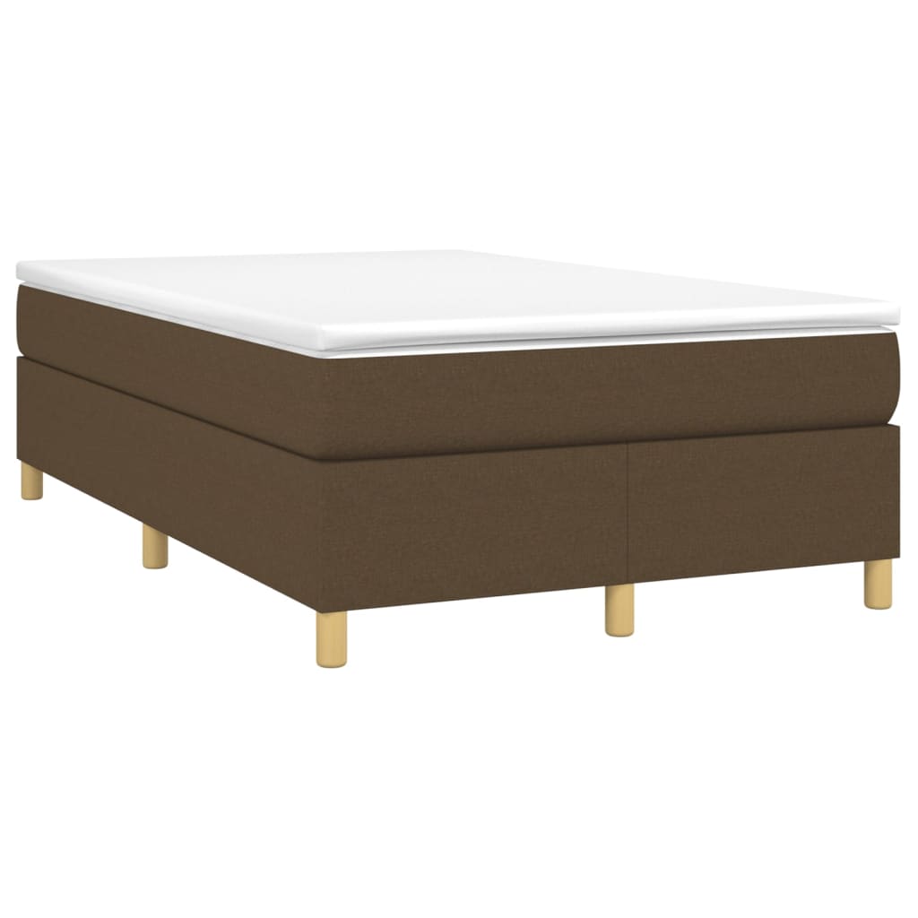 Estrutura de cama com molas 120x200 cm tecido castanho-escuro