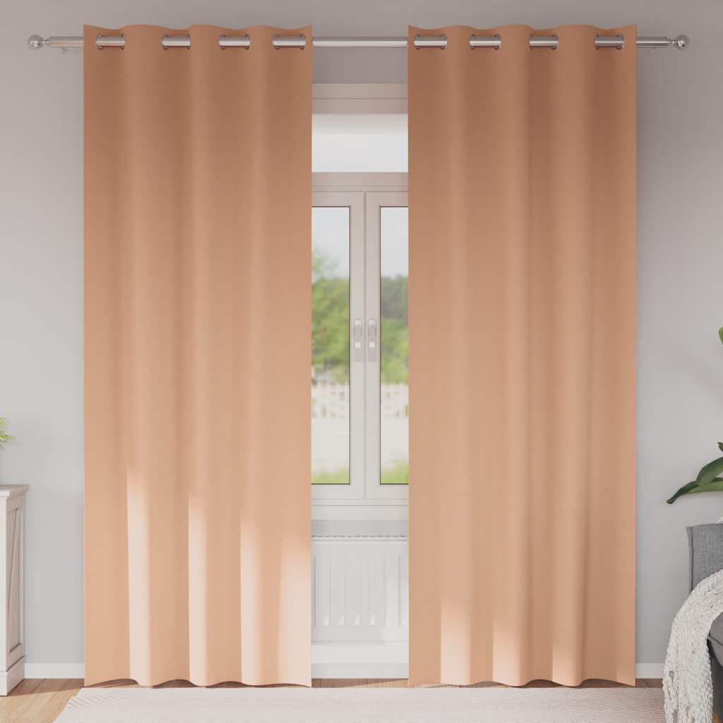 Cortinas blackout com argolas 2 unid. marrom claro 245 x 140 cm