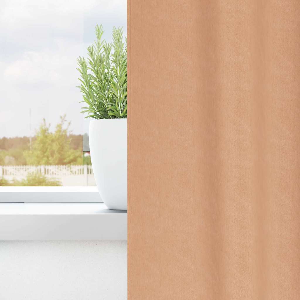 Cortinas blackout com argolas 2 unid. marrom claro 245 x 140 cm