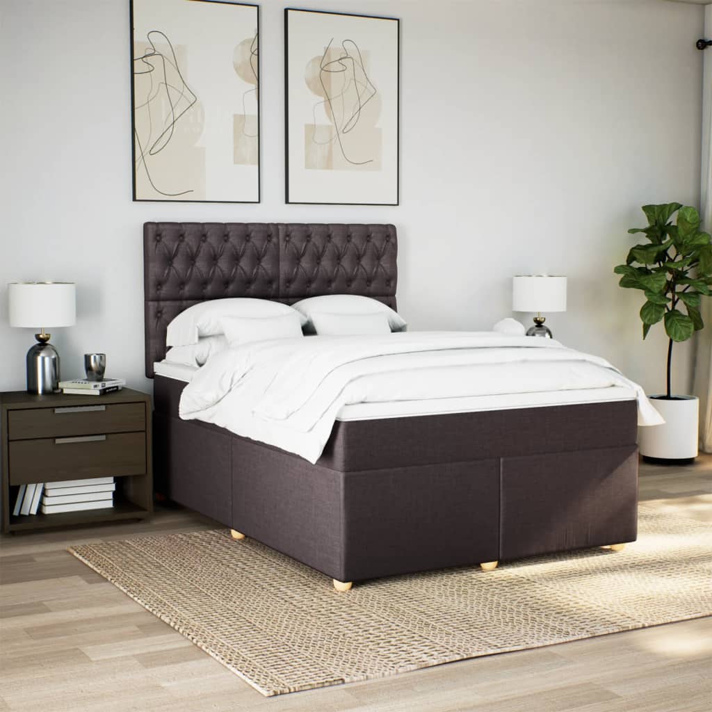 Cama com molas/colchão 140x200 cm tecido castanho-escuro
