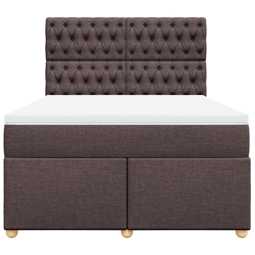 Cama com molas/colchão 140x200 cm tecido castanho-escuro