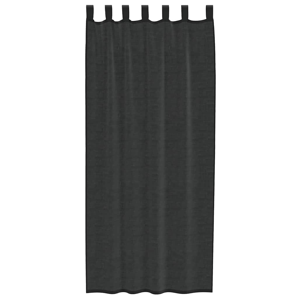Cortinas de voile com aba 2 pcs preto