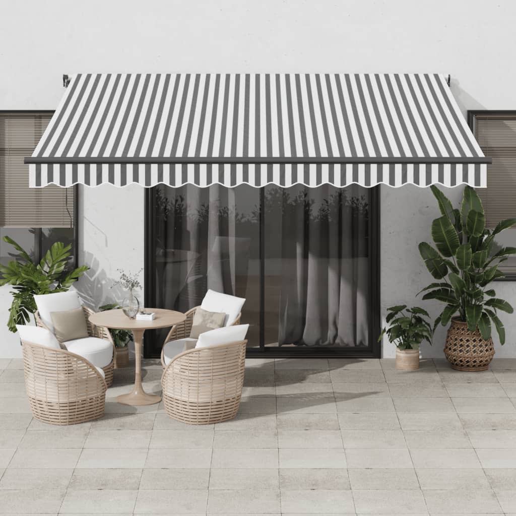 Toldo retrátil manual com luzes leds 400x350cm antracite/branco