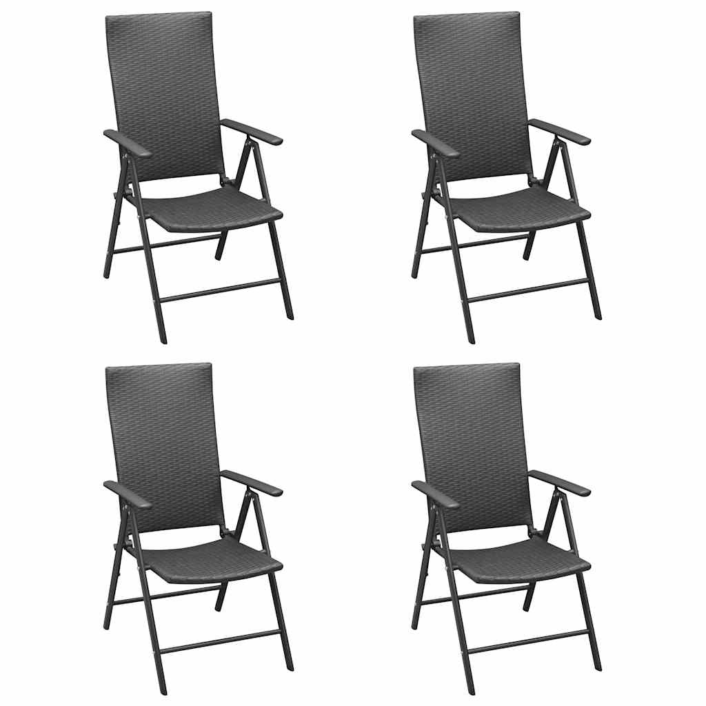Cadeiras de jardim 4 pcs vime PE preto
