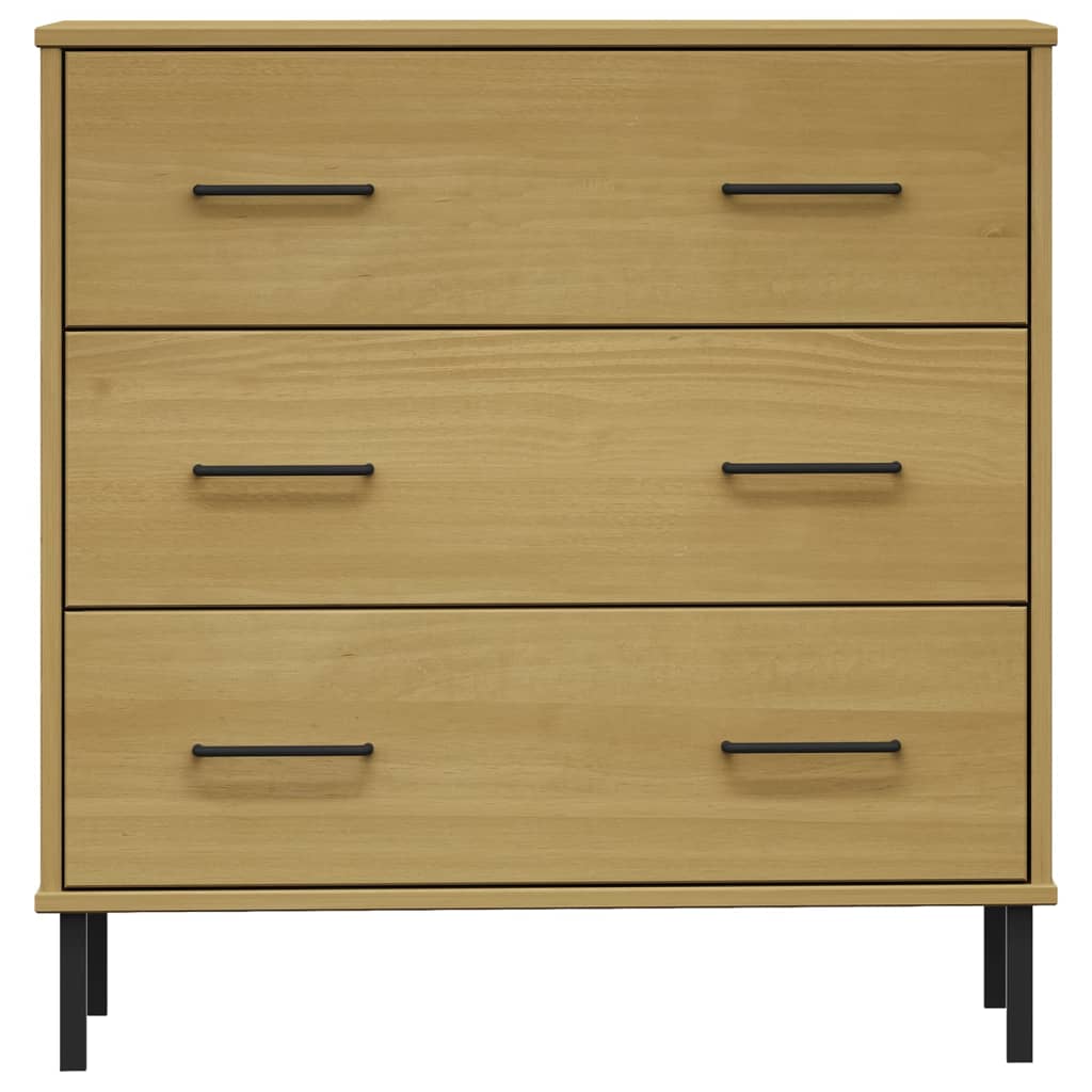 Aparador 3 gavetas 77x40x79,5 cm madeira maciça oslo castanho
