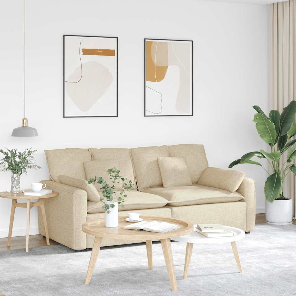 Sofá modular com almofadas creme