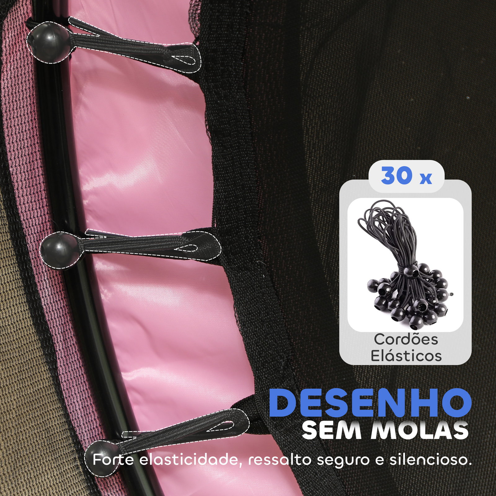 Trampolim para crianças com rede de segurança e estrutura de aço para interiores e exteriores carga 50kg ø140x190 cm rosa